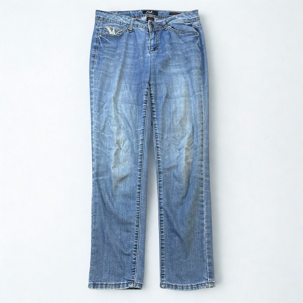 Earl Jean Jeans Women 6 Skinny Stretch Denim Embellished Pockets Blue